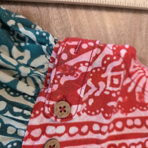 Free People Red Palm Bay Printed Shortalls Multicolor Floral Print Pockets Large - Picture 7 of 16